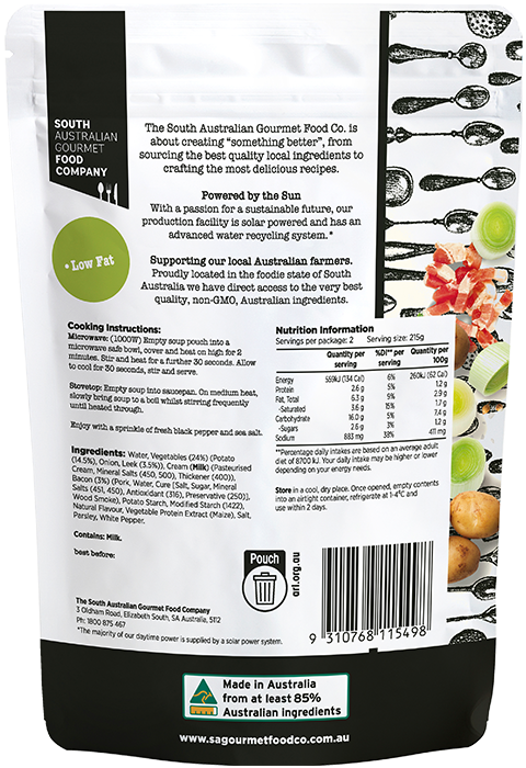 South Australian Gourmet Food Company Chunky Potato Leek & Bacon Soup 430g